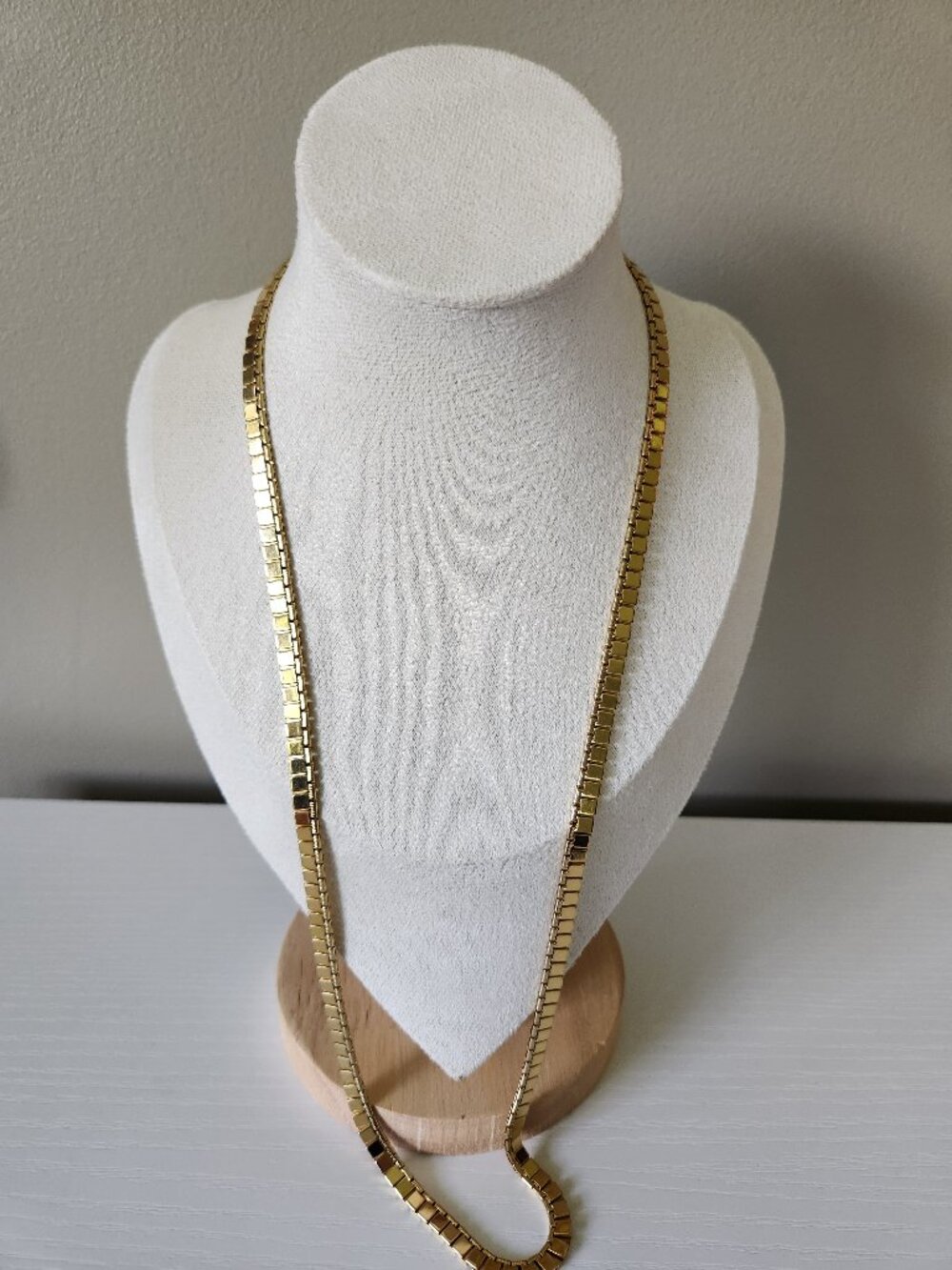 Vintage Monet Gold Tone Box Link Chain Necklace 24"
